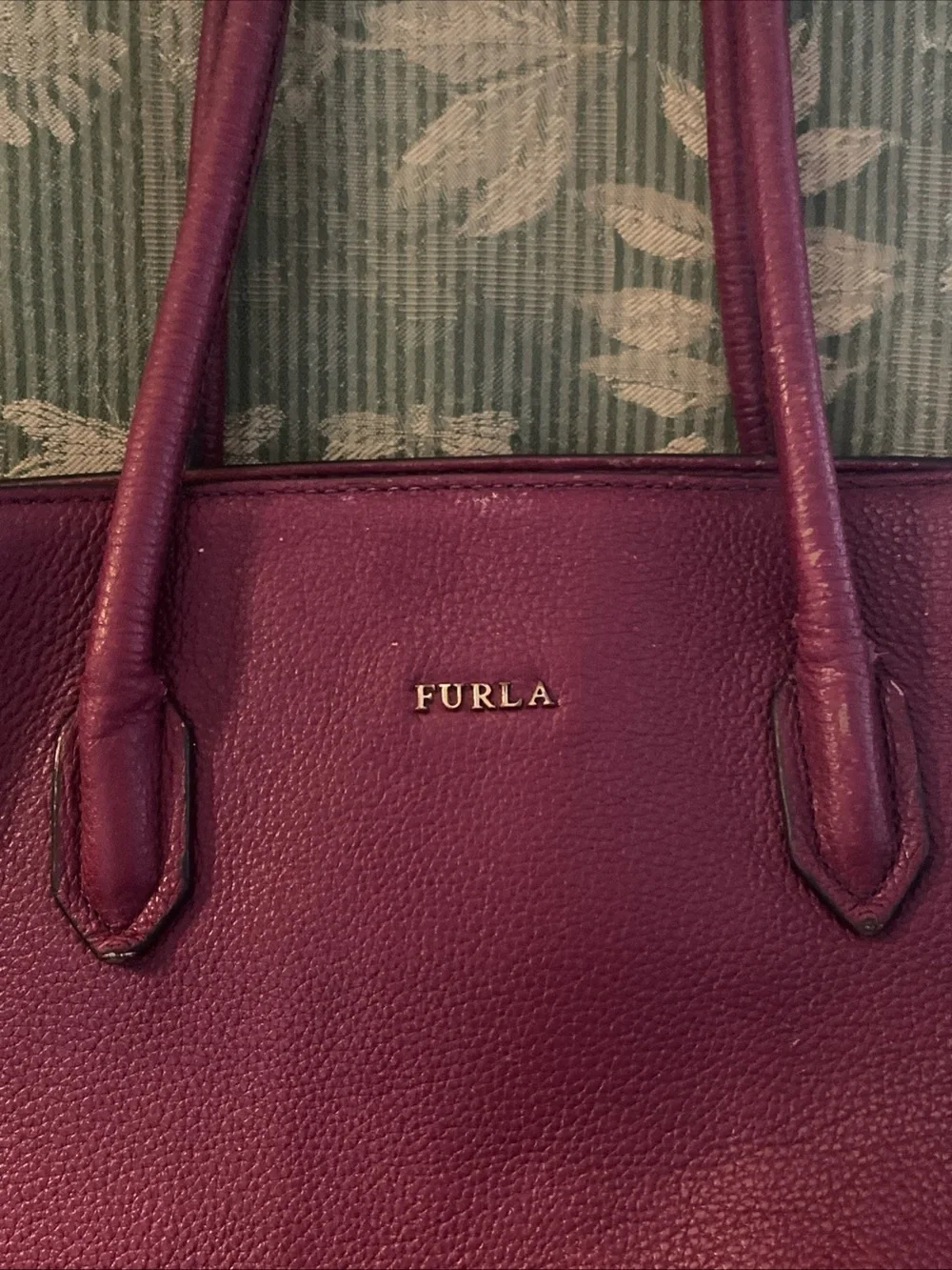 Furla Burgundy Leather Top-Handle Tote